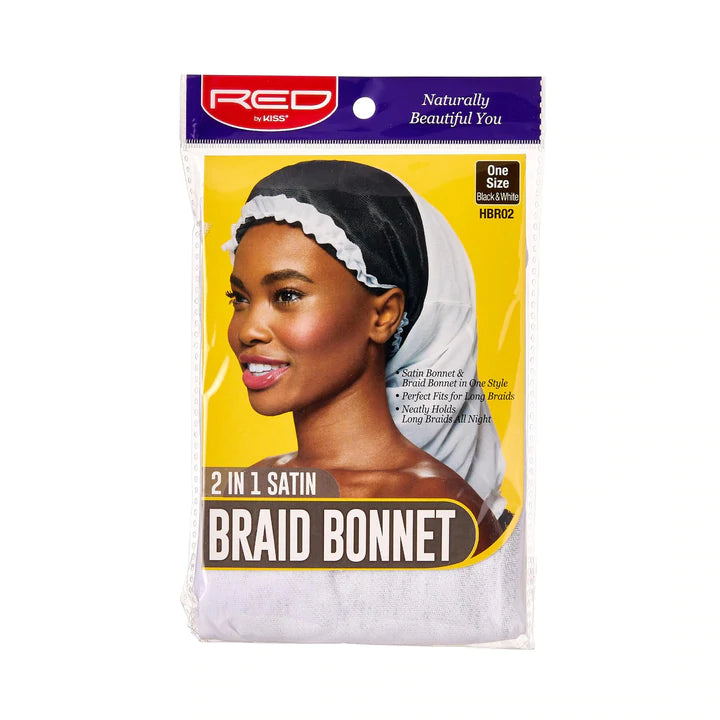 Red by Kiss: 2 in 1 Satin Braid Bonnet - NoraKae Beauty